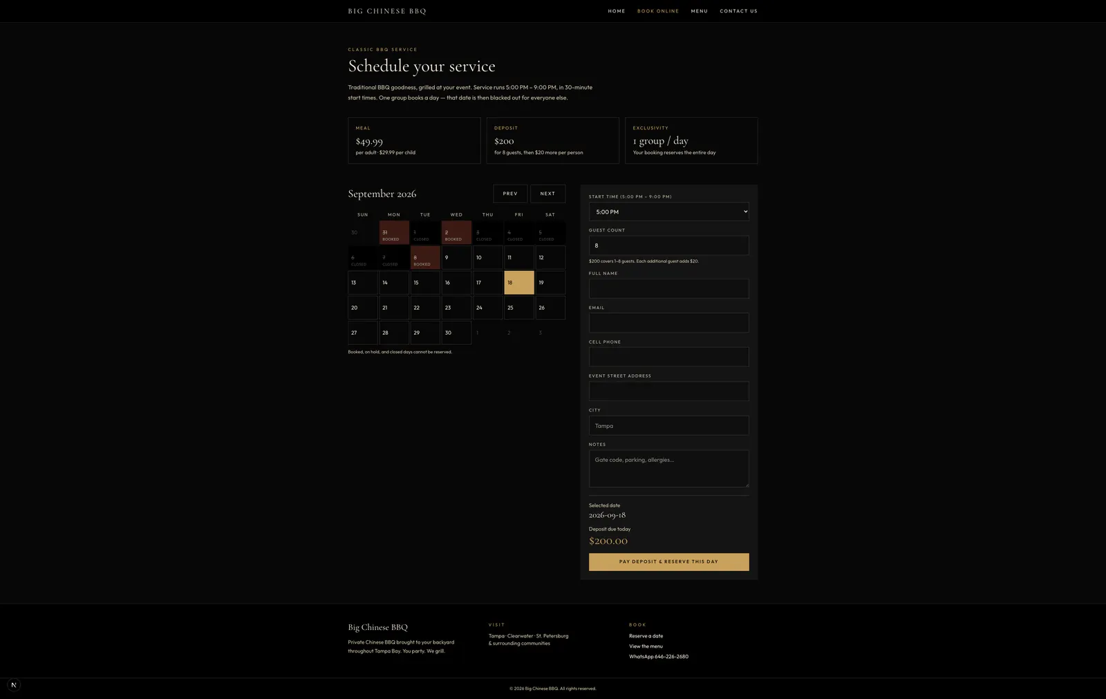 Big Chinese BBQ — Website Design